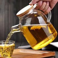 Shangqi High Borosilicate Glass Water Pitcher with Bamboo & Steel Lid