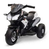 Vaikų elektrinis motociklas 3 km/h su šviesos ir garso efektais, juoda/balta