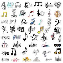 50/100PCS Music Note Doodle Stickers Waterproof Vinyl Decals for Suitcase Journal Laptop Skateboard Guitar Decor black