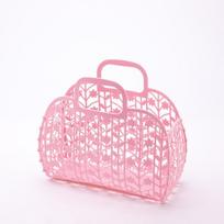 Vintage Portable Storage Basket Detachable Plastic Tote Bag Hollow Large Capacity Jelly Bag Beach Use Bathroom Storage rožinė