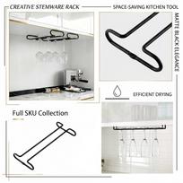 Wine Glass Rack Under Cabinet, Cup Holder Storage Hanging Shelf with Drainage for Kitchen Organization one size juoda