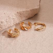 Set of 3 No Ear Cuffs - Irregular Geometric Clip Earrings for Non-Pierced Ears One Size