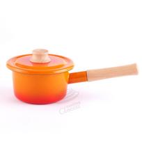 Fuji Enamel Milk Pan with IH Gradient Enamel Saucepan Lid, 14cm, Compatible, Orange, CTN-14M.COG, oranžinė