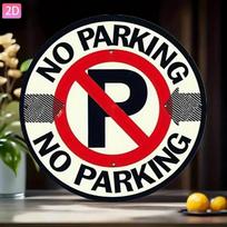 Vintage No Parking Sign D Metal Wall Art for Courtyard Garden Kitchen Bar 20x20cm(8x8inch) red