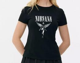 Nirvana In Utero Ladies Stretch Crew Neck black TShirt  Christmas gift for her L