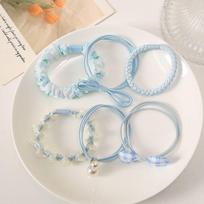 6PCS ins new Mori sweet and cute hair rope temperament hair care ponytail versatile super fairy hair band headband mėlyna