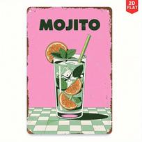 D Flat D Flat Vintage Mojito Wrought Wall Decor x Inch Orange Piece Pattern Distressed Pink Background Home Bar Caf 20x30cm（7.8x11.8inch）