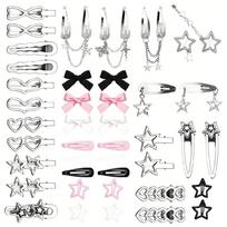 Fashionable Tassels Chain Barrette Crucifix Star Hair Clip Set Gothic Punk Hair Jewelry For Women And Girls 1