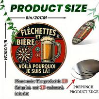 Round Aluminum Dart  Beer Vintage Sign  French Text  x Inch  Bar Man Cave Garage Cafe  Gift for Beer Lovers  Birthday 20x30cm（7.8x11.8inch）
