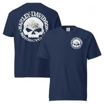 Unisex, dažyta gamykloje, sunkiasvorė, trumpomis rankovėmis, su Willie G ir Harley-Davidson logotipais, marškinėliai S white