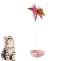 Hands-Free Cat Collar Teaser Wand with Feather Interactive Self-Playing Toy Adjustable Kitten Exercise Collar for Indoor Cats