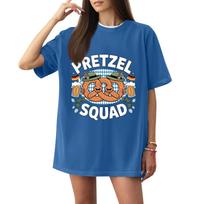 Women's Oktoberfest T-Shirt - Casual Letter Print Short Sleeve Top, Festival Tee M mėlyna