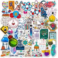 10/25/50 vnt. Chemijos laboratorijos grafiti lipdukai „Pasidaryk pats“ sąsiuviniui, raštinei, vandens buteliukui, telefonui, nešiojamajam kompiuteriui, gitarai