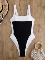 Vienos dalies maudymosi kostiumas Seksualus Bandeau maudymosi kostiumas Moterims Vintage Retro maudymosi kostiumas Paplūdimio apranga Vienspalvis Monokinis maudymosi kostiumas Moteriškas S juoda