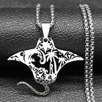 Cute Manta Ray Pendant Necklace Stainless Steel Gold Silver Color Nature Chain Jewelry For Women Men