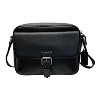 Coach Hudson 23 Solid Color Flip Closure Pebble Leather Crossbody Bag Men bags Black C5399-QBBK Basic Set (Bag+Dust Bag)