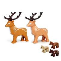 MOC Animals Zoo Building Blocks Elephants Tigers Chimpanzees Elk Bears Sheep Camel Horse Crocodile Leopard Mini DIY Bricks T11
