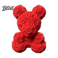 Smooth Edge Ornament Romantic Rose Ornament Bear Decorative Sculpture for Birthday Valentine Day raudona