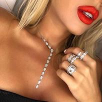 Hibride Trendy Long Cubic Zirconia Pendant Necklace for Women Bridal Water Drop Shape Fashion Wedding Jewelry Bijoux N-1174 46cm&Pendant sidabras