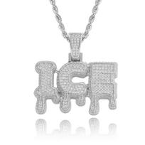 BES New Design Personalized Hip Hop Jewelry Bling CZ Iced Out Water Drop Custom Letter Name Pendant Necklace for Women and Men 24inches&1 Letter sidabras