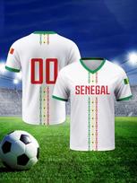 Personalized Senegal football team jersey, V-neck design, unisex, national team jersey. L balta