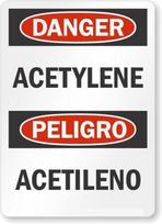 Acetylene Peligro Acetileno Bilingual Osha Danger Aluminum Weatherproof  xAluminum 20x30cm（7.8x11.8inch）