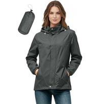 Women's Lightweight Windbreaker Jacket with Hood - Casual Loose Fit for Hiking, Travel, Daily Use L