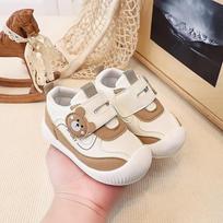 Walkers Baby Soft Bottom Anti-Slip Shoes Velcro Shoes Children's Sports Mesh Shoes 16 chaki