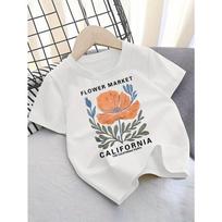 European sizes California Flower Market: The California Poppy T-Shirt for Girls - A Creative, Casual, Lightweight, And Comfortable Short-Sleeved Top 110 balta