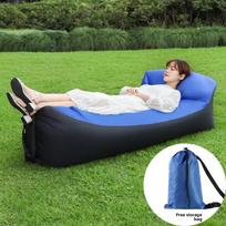 Portable Inflatable Air Sofa Bed Mattress Outdoor Camping Lazy Couch Single Air Mattress Travel Gear No Pump Needed Waterproof mėlyna