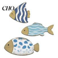 Kitchen Wall Decor 3 Pcs Wood Fish Nautical Beach Coastal Relaxing Ocean Theme Art Rustic Hanging Sculpture for Bathroom Lake House Fishing 3pcs