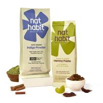 Nat Habit Ready-to-Apply Henna Paste And Indigo Powder Hair Colouring Duo For Natural Rich Conditioning And Hair Care