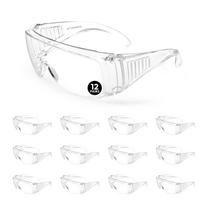 Clear Safety Glasses Over Prescription Glasses Anti-Fog OTG Protective Eyewear for Construction Woodworking and Lab Use 12 PCS (Transparent,safety glasses) skaidri