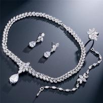 RAKOL SP237 Luxury Wedding Women Style Waterdrop Pendant Crystal CZ Zircon Necklace Jewelry Set