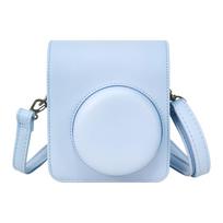 WDMART Camera Case for Fujifilm Instax Mini Shockproof Protective Cover with Adjustable and Detachable Shoulder Metal Snap Slim Solid Color for Daily mėlyna