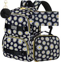 3PCS Backpacks for Girls, 17  Laptop School Bookbag Teen College Girl Backpack with Lunch Box Set - Black