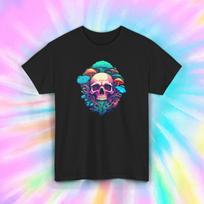 Skull Psychedelic Mushrooms Trippy Fantasy Art Graphic Tee S-5XL XXXL
