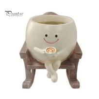 Creative Succulents Holder Smile Face Rocking Chair Planter Pot for Indoor Outdoor Plants, Sit Unique Flower Pots, Cute Head Planters with Drainage A
