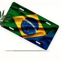 Vintažinis Brazilijos nacionalinės vėliavos numerio ženklas D plokščias aliuminio skardos ženklas Sienos meno dekoras garažui, barui, vyriškam kampeliui ir automobilio priekinei plokštei 15x30cm(5.9x7.8inch)