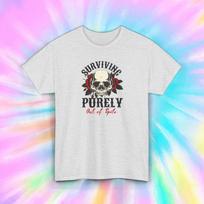 Surviving Purely Out of Spite Shirt | Skull Rose Graphic Tee | Dark Humor S