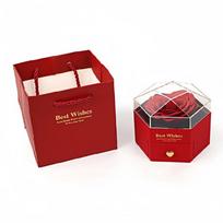 Charm Hexagon Flower Jewelry Display Box with Forever Blooming Flowers Accessory for Expressing Love And Affection raudona