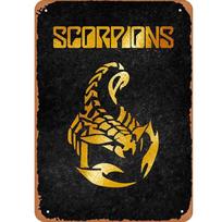 FLmiling Music Gold Plate Scorpions Plaque Poster Metal Tin Sign Retro Vintage Wall Decor inch 20x30cm（7.8x11.8inch）