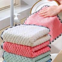 New Non-stick Oil Household Cleaning Wiping Towel Non-linting Hangable Coral Fleece Double-Sided Rag Cleaning Cloth Dish Cloth 1Pc