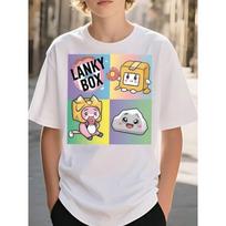 European sizes Boys Clothing Casual Trendy Lanky Box Cartoon Graphic T Shirt for Boys Ages 5-13 Street Style Holiday Gift Daily Wear 110 balta