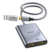 fairikabe USB Dual HDMI Adapter Dual Monitor Adapter 4K60Hz for Mac M1 M2 M3 DisplayLink Adapter HDMI Splitter for Extended Display (Driver Required)