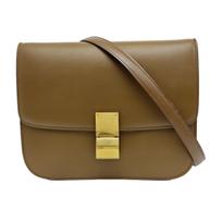 [Pre-Owned] Classic Box Gold Buckle Polished Calfskin Tofu Square Crossbody Shoulder Bag Medium - Excellent #P71HTV ONE SIZE