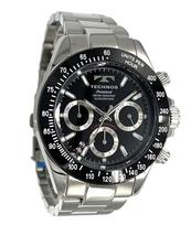 TECHNOS Limited Edition Lucky Aurora Lightstone Chronograph with Size Adjustment Men's Watch, Black, Tool, TP0403TB/SW juoda