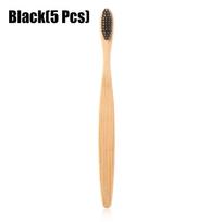 Bamboo Products Oral Care Wooden Soft Fibre Hair Eco-Friendly Teeth Brush Bamboo Toothbrush Black(5 PCS)