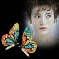 Butterfly earrings two wear fashion temperament Korean earrings fine jewelry for women white