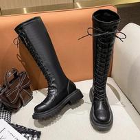 Madingi Patogūs Odiniai Šniuojami Moteriški Ilgi Batai Gotiški Chic ir Elegantiški Dizainerio Prabangūs Vandeniui Atsparūs Karšti Moteriški Ilgi Batai 35